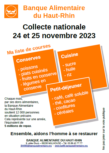 BANQUE ALIMENTAIRE DU HAUT-RHIN : Collecte nationale