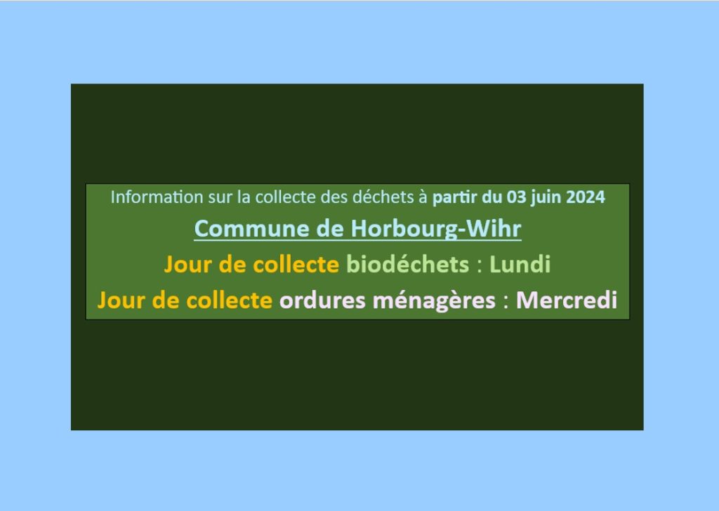 [COLMAR AGGLO] Réorganisation des tournées de collecte de déchets à partir du lundi 03 juin 2024