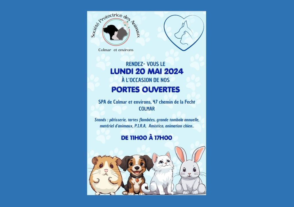 SPA COLMAR ET ENVIRONS : Portes ouvertes du lundi 20 mai 2024 de 11h à 17h