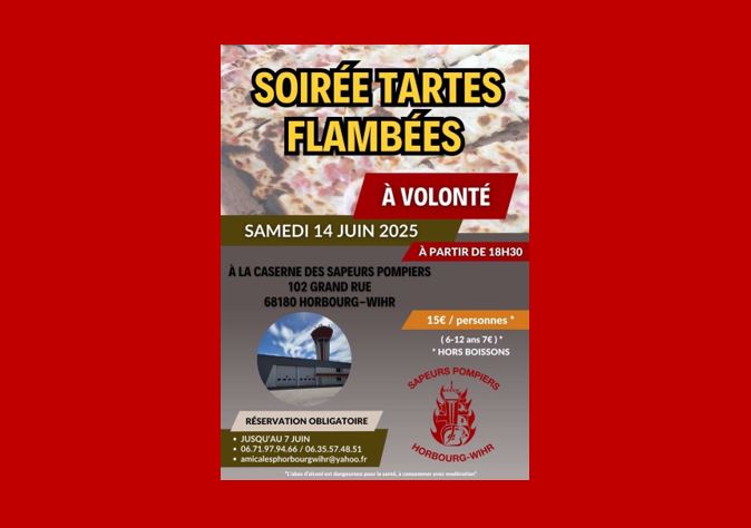 « Soirée Tartes Flambées » organisée par l’Amicale des Sapeurs-Pompiers de Horbourg-Wihr