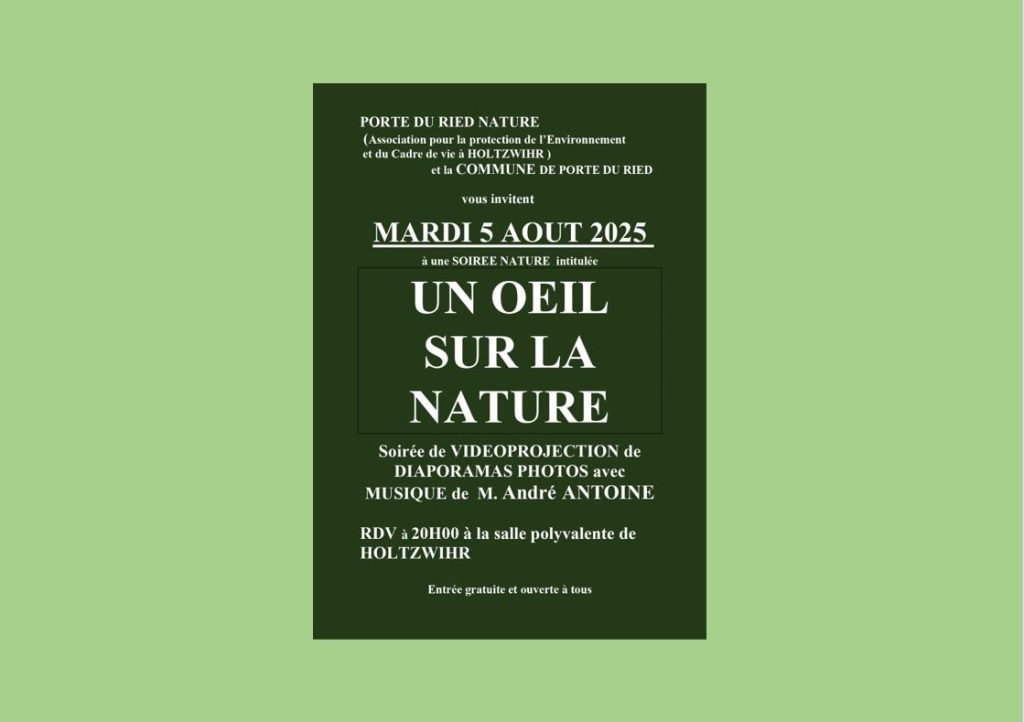 PORTE DU RIED NATURE – SOIRÉE NATURE  : UN OEIL SUR LA NATURE