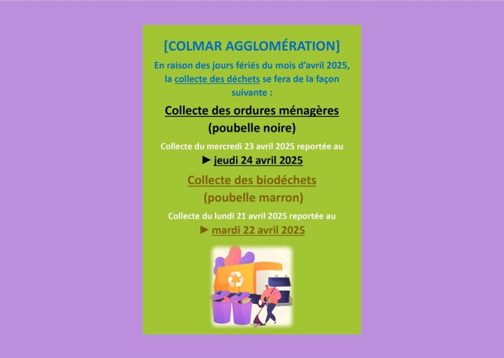📢 INFO COLLECTE DES DÉCHETS – AVRIL 2025 📢