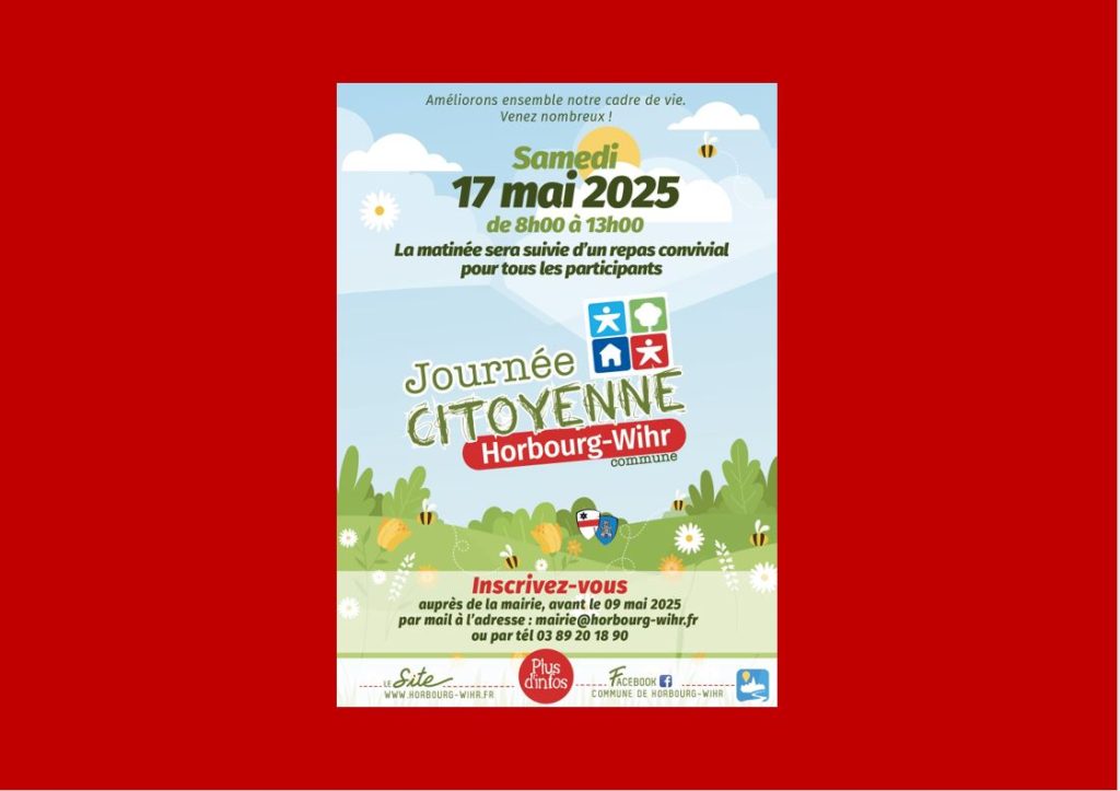 Journée citoyenne 2025 – 17 mai : Améliorons ensemble notre cadre de vie ! Venez nombreux !