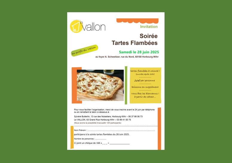 Soirée Tartes Flambées à volonté organisée par LE VALLON :