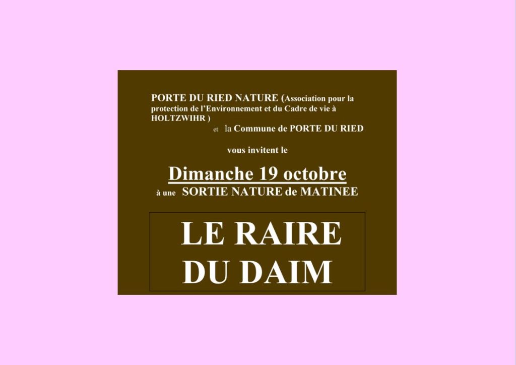PORTE DU RIED NATURE – SORTIE NATURE : LE RAIRE DU DAIM