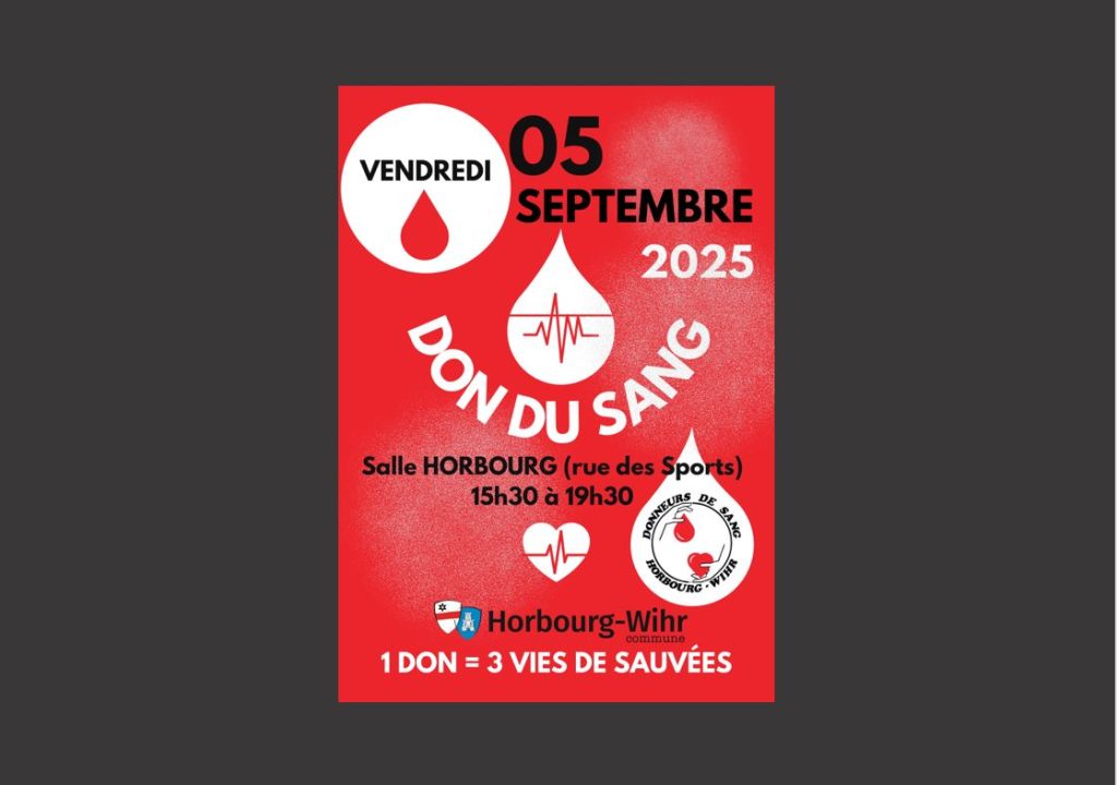 DON DU SANG : PROCHAINE COLLECTE VENDREDI 05 SEPTEMBRE 2025