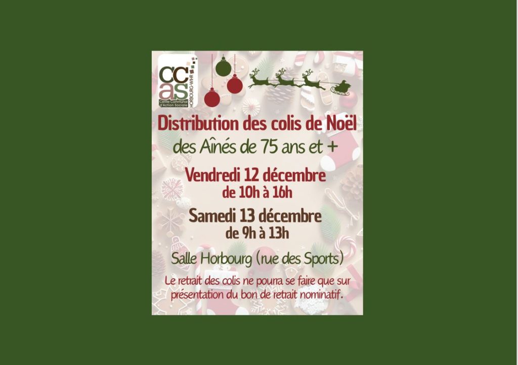 [CCAS de HORBOURG-WIHR] 🎄 Distribution des colis de Noël pour nos ainés de 75 ans et +