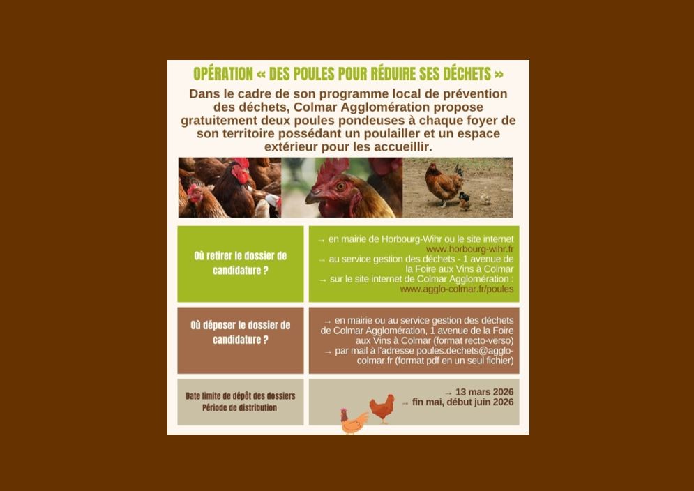 [Colmar Agglomération] OPÉRATION « DES POULES POUR RÉDUIRE SES DÉCHETS »