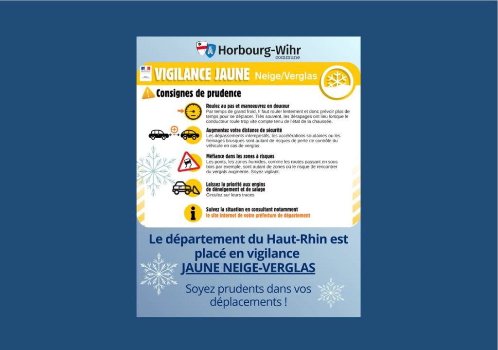 🌨 Vigilance jaune neige-verglas 🌨 À partir de samedi 10 janvier