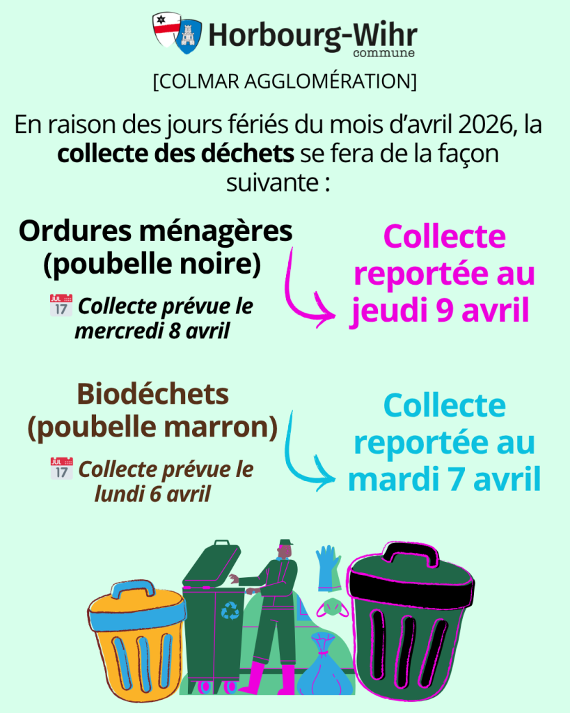 COLLECTE DES DÉCHÈTS : REPORTS EN RAISON DES JOURS FÉRIÉS