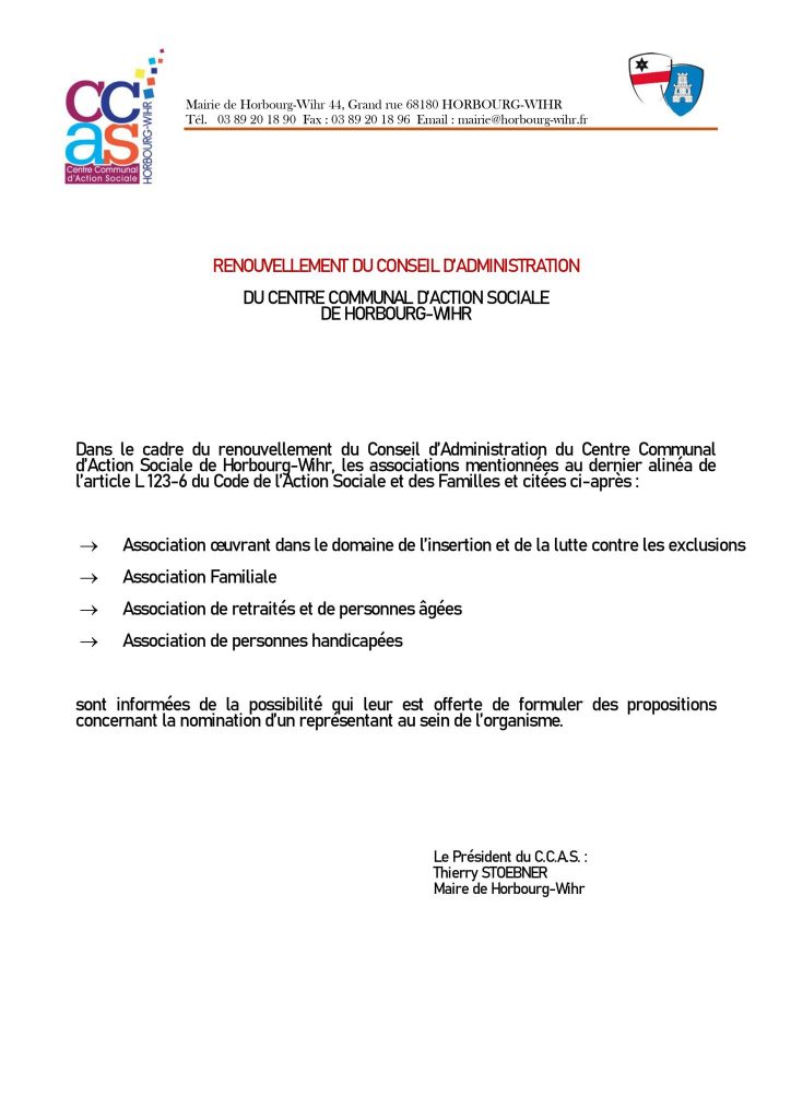 CCAS : Renouvellement du Conseil d&rsquo;Administration