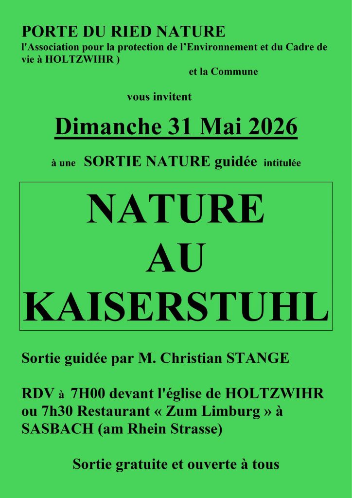 PORTE DU RIED NATURE : Sortie nature « NATURE AU KAISERSTUHL »