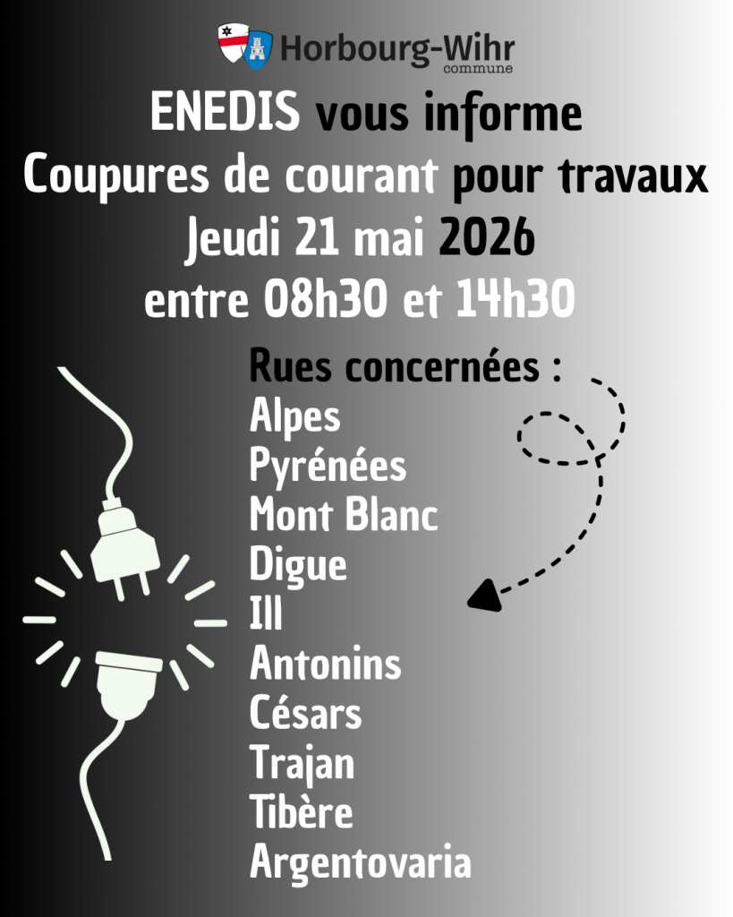ENEDIS VOUS INFORME : Coupures de courant pour travaux jeudi 21 mai 2026