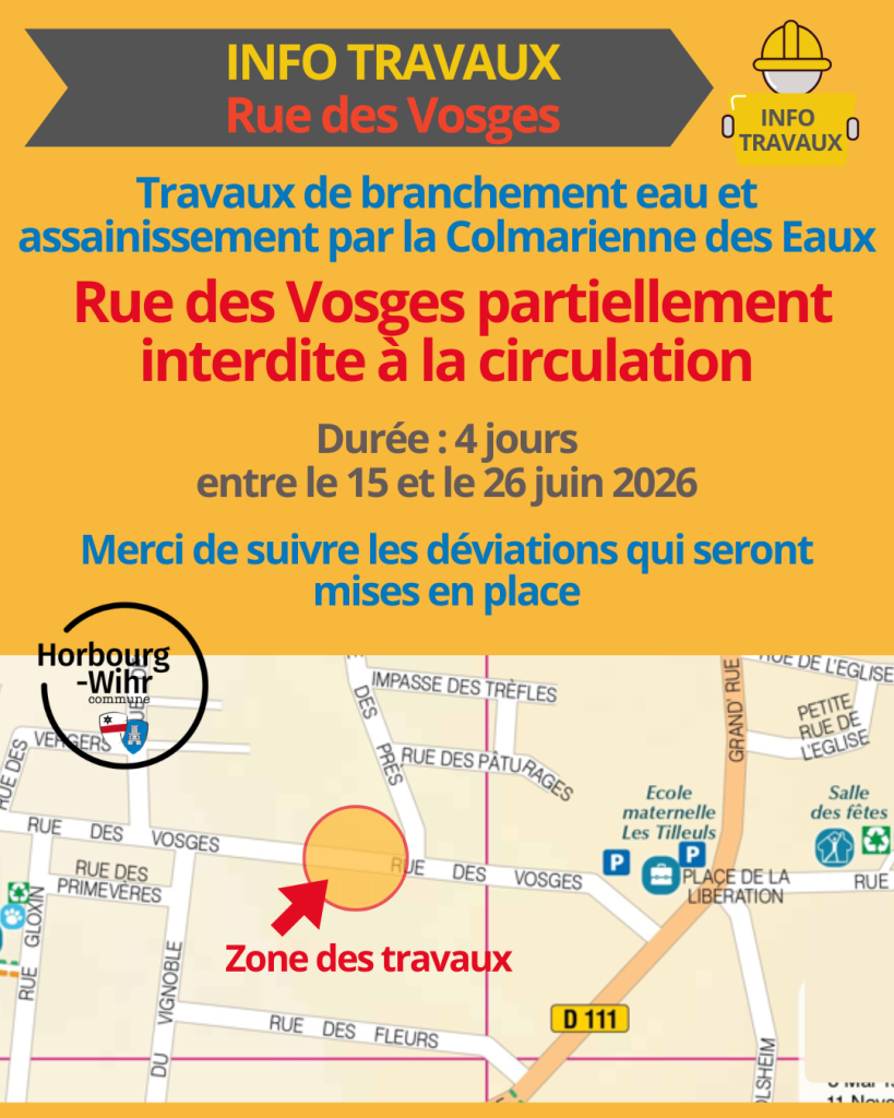 🚧 Travaux rue des Vosges 🚧