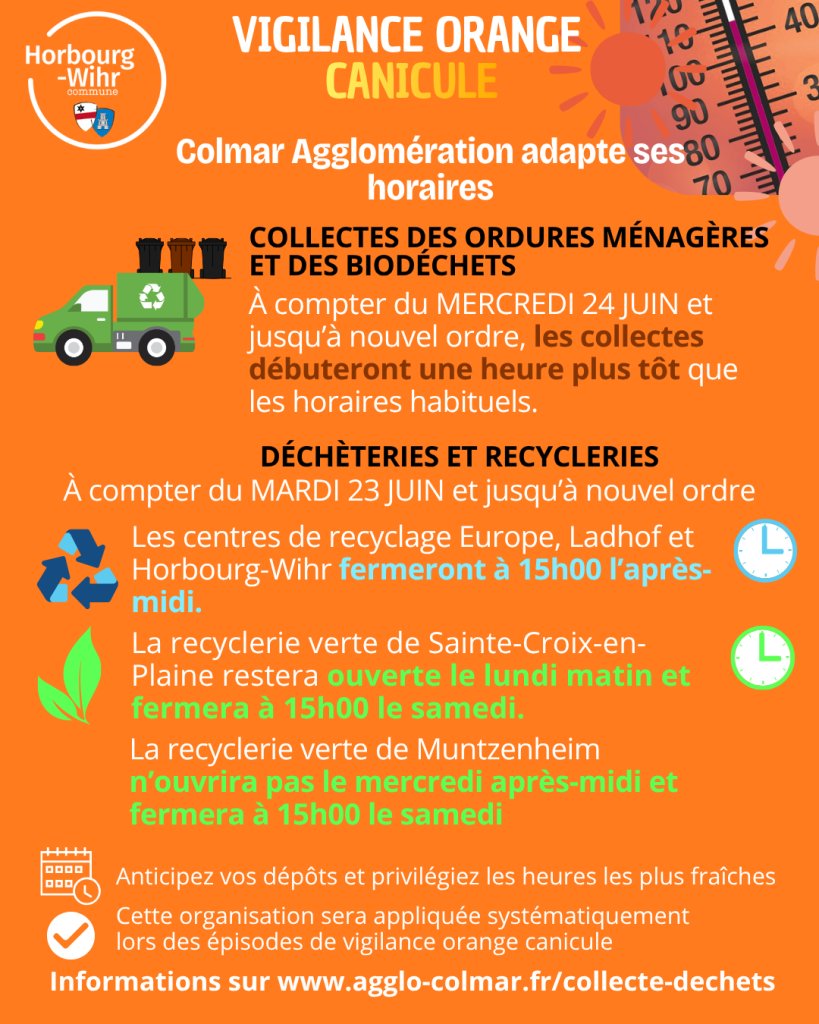 Adaptation des services de collecte et de recyclage en raison de la vigilance orange canicule