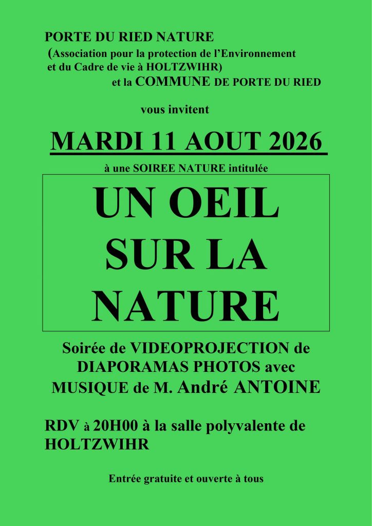 PORTE DU RIED NATURE : Soirée VIDÉOPROJECTION « UN OEIL SUR LA NATURE »