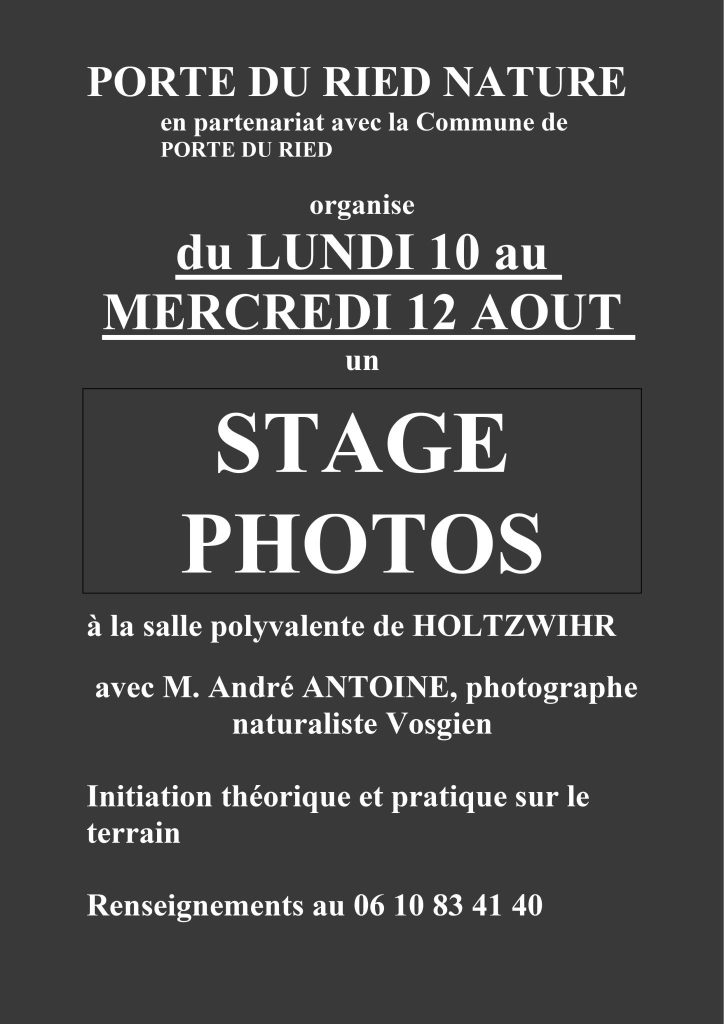 PORTE DU RIED NATURE : STAGE PHOTOS